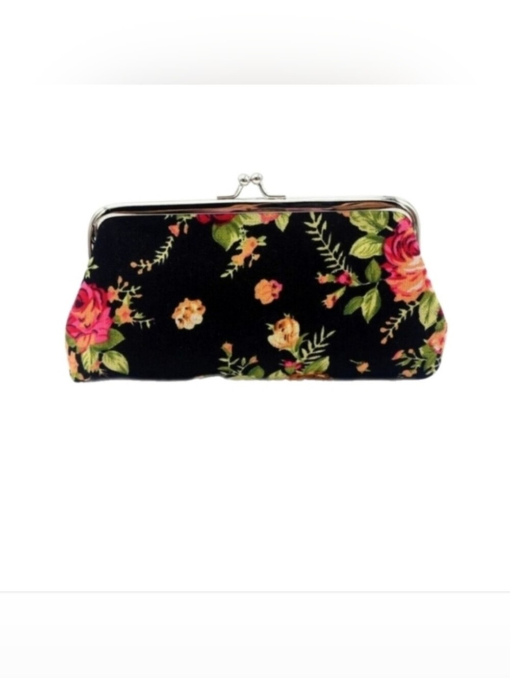 Floral Kiss Lock Coin Pouch Clutch